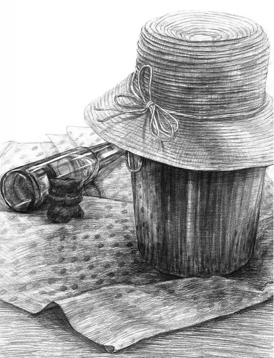学生帽子静物作品
